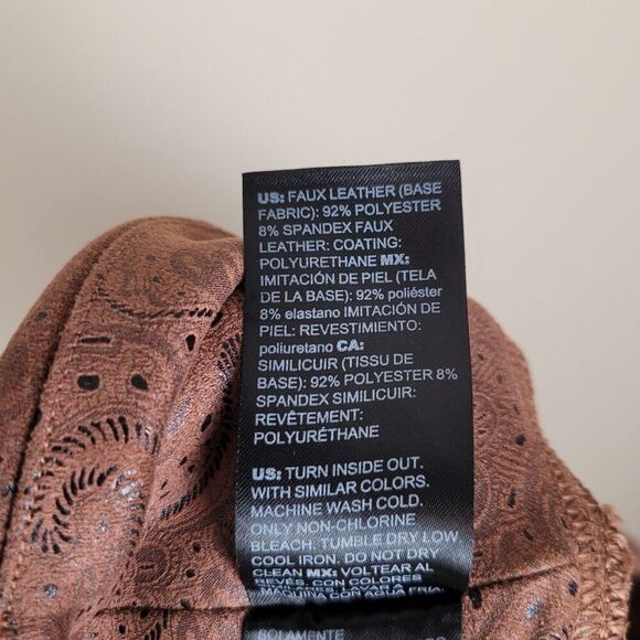 White House Black Market Vegan Suede Runway Leggings Paisley Brown Size 8 - Picture 10 of 11
